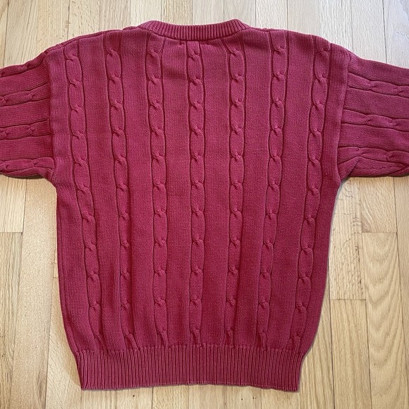 Vintage IZOD Lacoste Crewneck Sweater Small Green Cable Knit - Picture 7 of 8